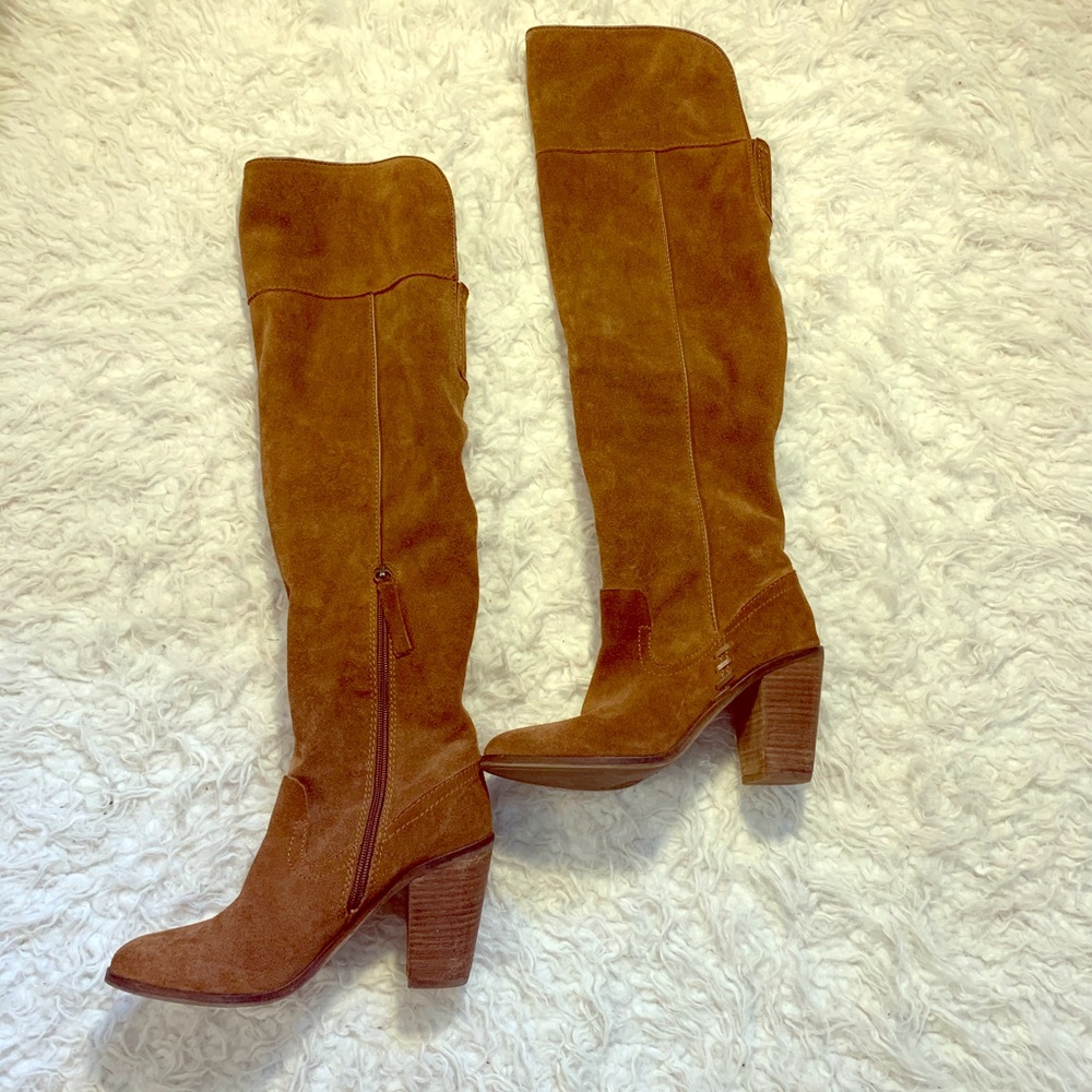 DOLCE VITA over the knee camel brown suede boots - Picture 1 of 8